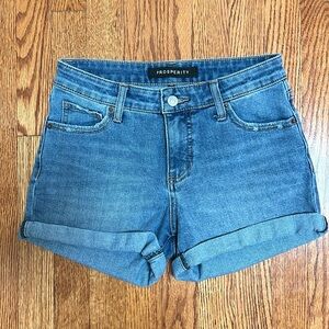 Prosperity midrise denim shorts, size 25